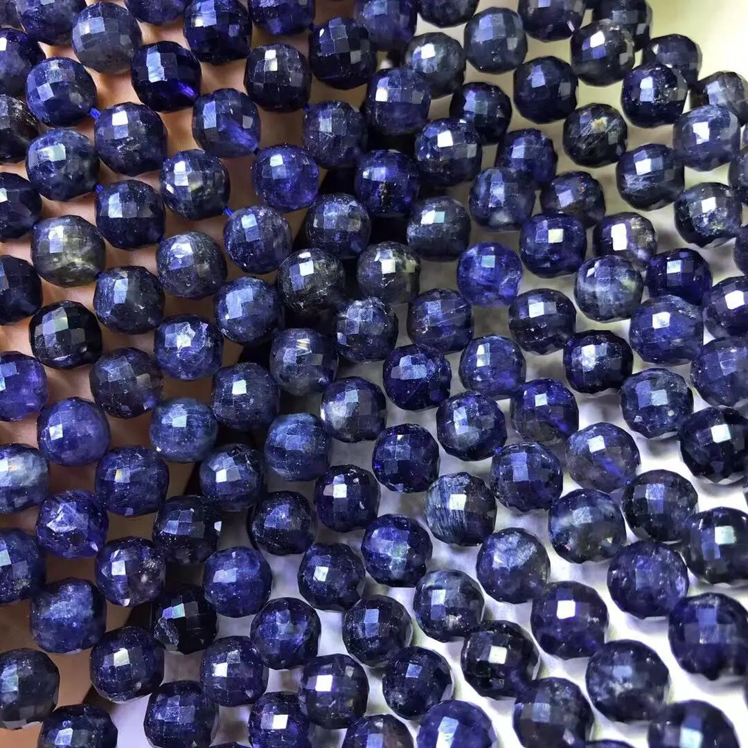 

loose beads iolite round faceted 9-10MM for DIY jewelry making FPPJ wholesale beads nature