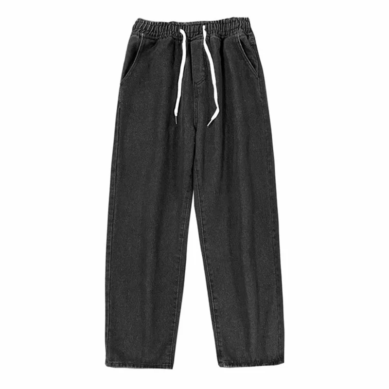 Elastic waist jeans men's pants spring and summer thin drawstring loose straight pants trend Capri casual pants джинсы 2021