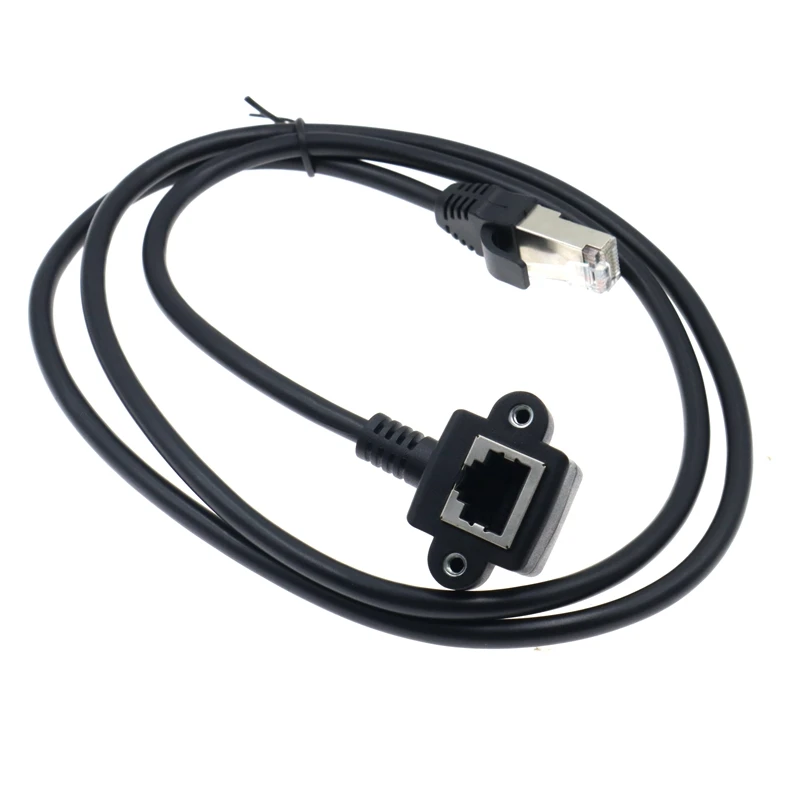 With Mounting Screw Holes for Computers and Routers RJ45 Male-to-Female 90 Degree Angle LAN Ethernet Connection Extension Cable