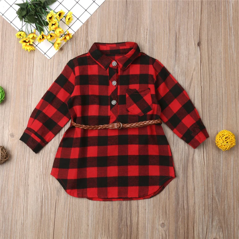 0-5T Christmas Toddler Newborn Kids Baby Girls Dress Red Plaid Cotton Princess Party Long Sleeve Dress Clothes Girl Winter Dress