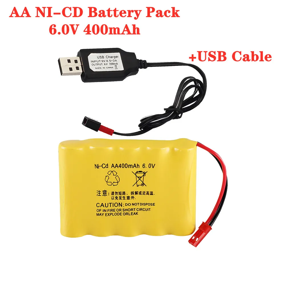 

6V 400mah Ni-Cd Rechargeable Battery + USB for Double Eagle E703-001 Remote Control Cars Battery Part AA Batteries Pack JST Plug