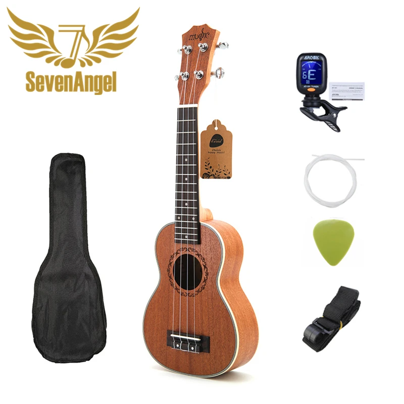 SevenAngel 21 Inch Ukulele Soprano  4 Strings Mini Guitar 15 Frets Hawaii Ukelele Closed Knob Uku Wholesale Dropshipping