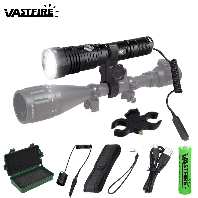 Superbright 18650 hunting Flashlight 1200Lumen Tactical 2Modes Torch Outdoor Hunting Shoot Pressure Switch Holster Lamp