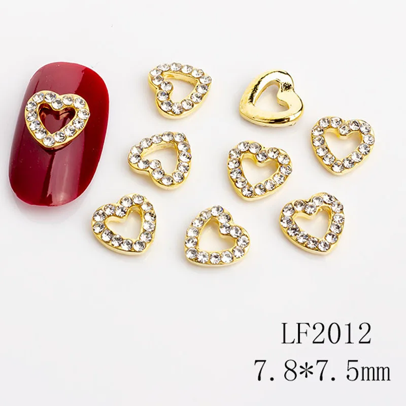 10pcs/Lot Nail Jewelry Decoration Gold Silver Gem Pearl Decor Heart Shape Rhinestone Parts For Manicure Accessories Supplies#7mm