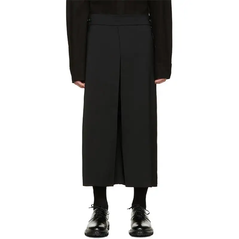Men's new style men's hair stylist fashion trend basic loose large size wide leg skirt