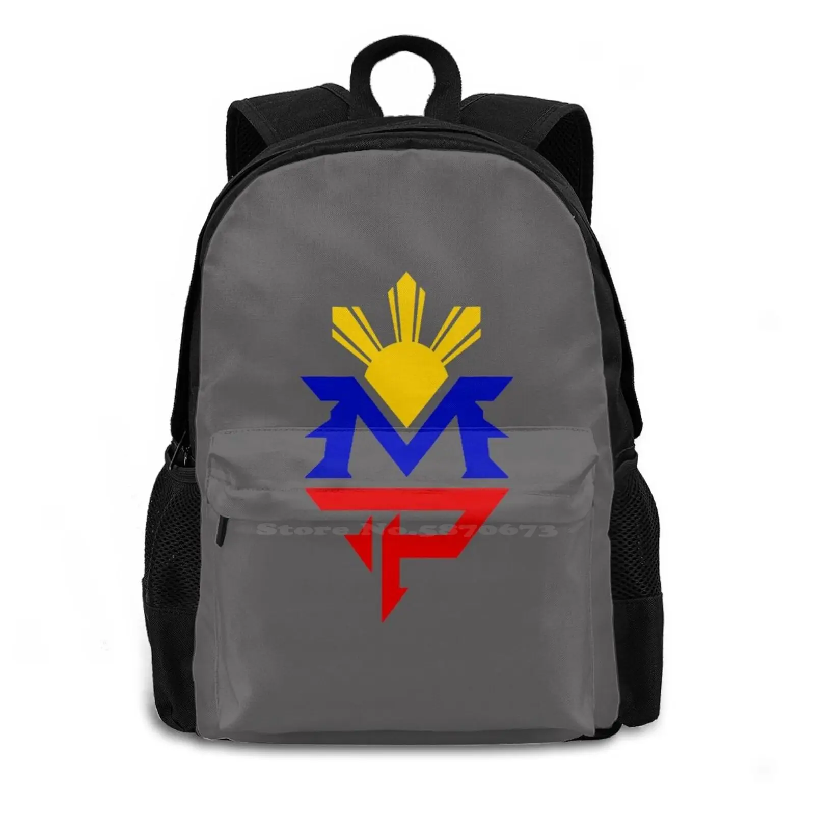 Manny Pacqio Logo Art Pattern Design Bag Student'S Backpack Fight Champion Legend Boxing Pacquiao Manny Filipino Boxer