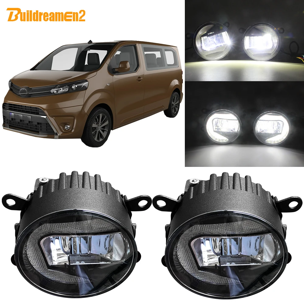 

Buildreamen2 For Toyota Proace 2013-2016 Car 90mm LED Projector Front Fog Light + DRL Daytime Running Lamp White H11 Socket 12V