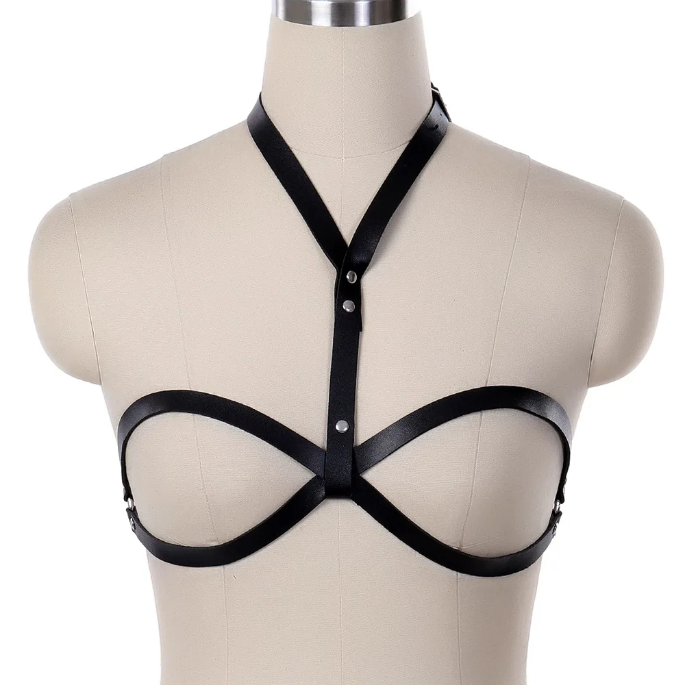 Imbracatura in pelle da donna Sexy giarrettiera scava fuori calza sul petto regola la vita corpo Bondage erotico Fetish Lingerie Costume