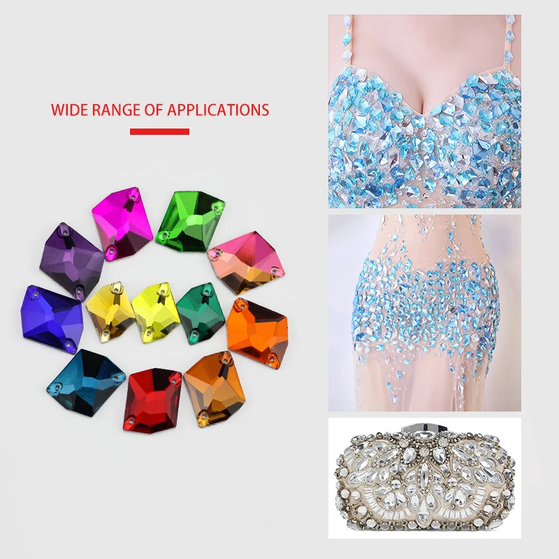 All colors all sizes Alien shape Sew On Rhinestone Glass Crystal Flatback Sewing Strass Wedding dress Clear/Crystal Accessories