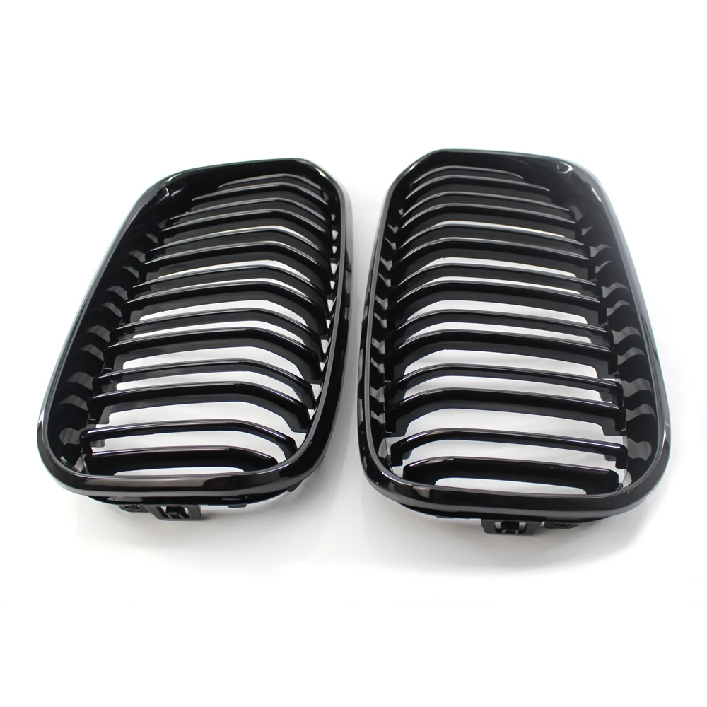 

Double line grille for BMW 1 Series F20 2015-2017 118i 120i 125i ABS plastic Car middle exhaust grille modified bright black