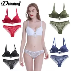 DaiNaFang New Lace Women Underwear Suit Push Up Bras Set 34/75 36/80 38/85 40/90 42/95 ABCDE Plus Size Female Lingerie