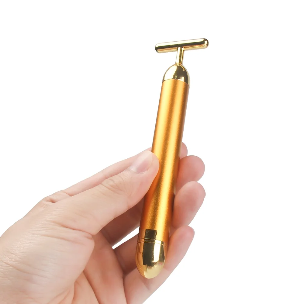 24k Gold Vibration Gesichts Abnehmen Gesicht Schönheit Bar Pulse Straffende Gesichts Roller Massager Lift Hautstraffung Falten Stick