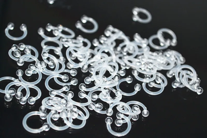 LOT100 Stück Körperschmuck - Flexible BIO Nasen-, Lippen-, Labret-, CBR-, Hufeisen-, Ohr-, Tragus-Piercing-Stäbe, Körperschmuck-Verlängerungen 16Gx6/8/10 – Detail 2