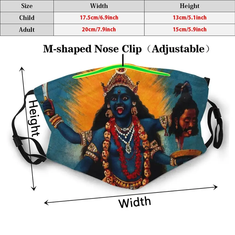 Kali - Goddess Print Washable Filter Anti Dust Mouth Mask Kali Goddess Mother Protector Universe Black Goddess Death