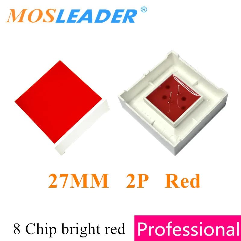 Mosleader-Pantalla de Tubo plano led para reproductor de juegos, pantalla cuadrada de 27x27, de 27mm con indicador rojo, para máquina recreativa,