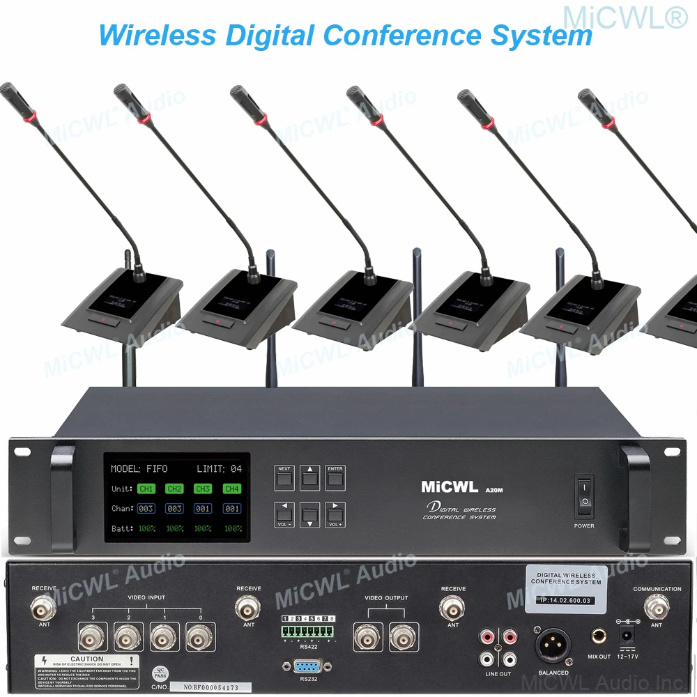 MiCWL A20M Video Tracking Type 15 20 32 Desktop Gooseneck Digital Wireless Conference Table Meeting Room Mic System