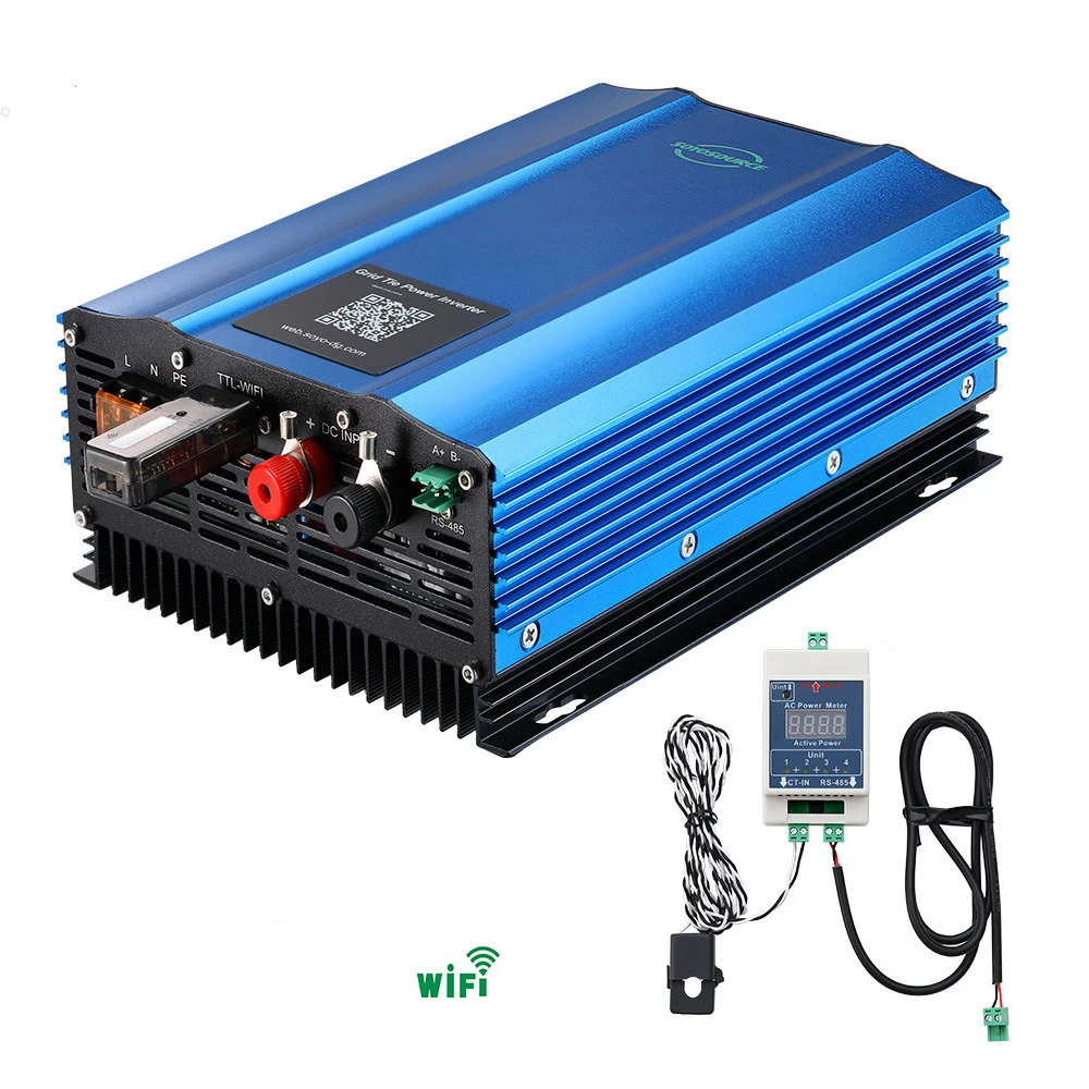 1000W MPPT Pure Sine Wave Grid Tie Inverter With Limiter,24V 36V 48V 72V 96V Battery Discharge WIFI Mobile APP Remote Control