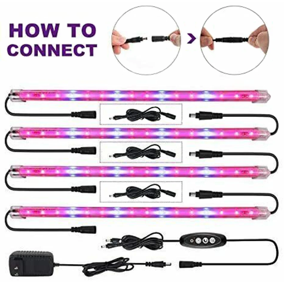 4PCS Adjustable Grow Light Combination Full Spectrum Flower Plant Phytolamp 45W LED Bar Strap Light Seeds Cultivation Fitolampy