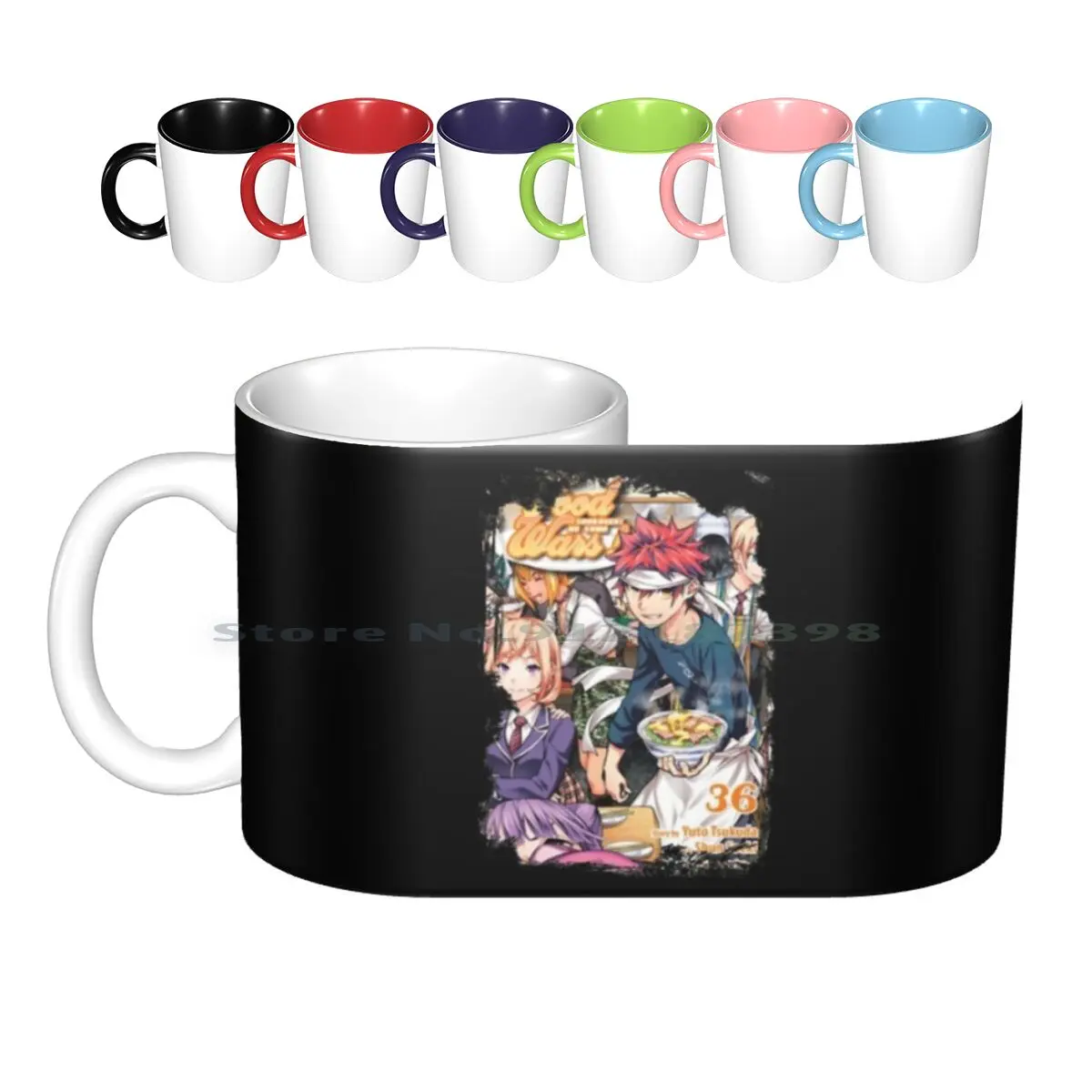 Food Wars Characters Food Wars Shokugeki No Soma Anime Grunge Border Poster Design Ceramic Mugs Coffee Cups Milk Tea Mug Food