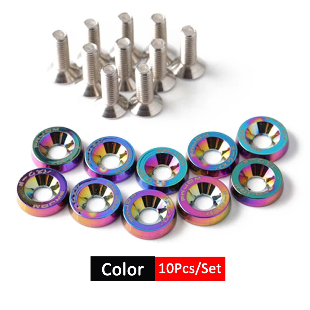 DSYCAR 1Set Billet Aluminium Kotflügel Stoßstange Unterlegscheibe Bolzen Motorraum Schraube Dress Up Kit JDM M6x20mm Schrauben