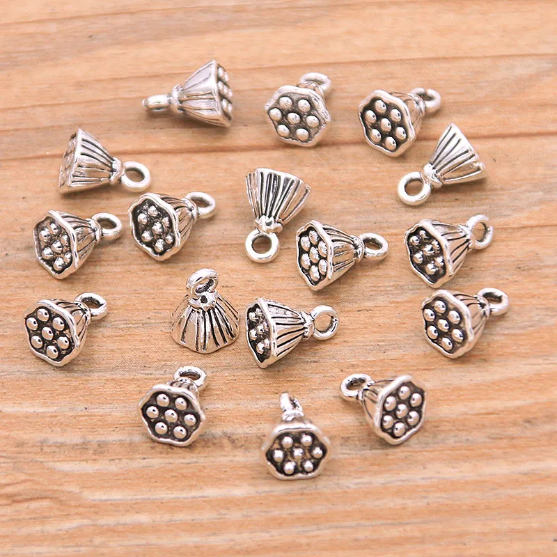 30PCS 2 Styles 2 Color Vintage Metal Zinc Alloy Lotus Seeds Lotus Plant Charms For DIY Necklace Bracelet Jewelry Making Findings