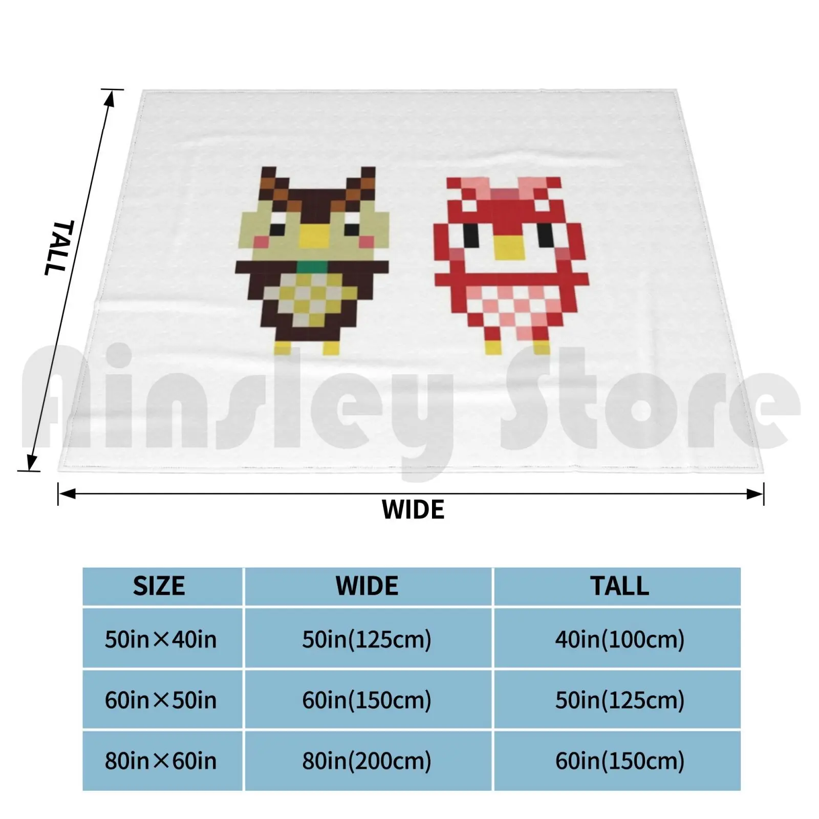 8-Bit Blathers & Celeste Blanket Fashion Custom Animal Acnh New Horizons Switch Tom