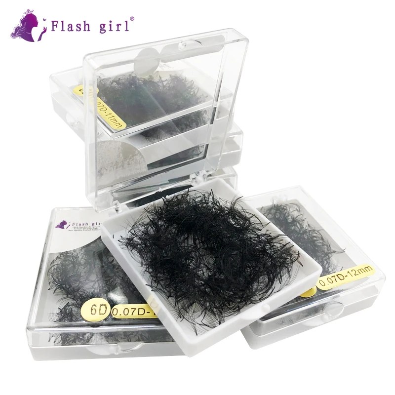 Flash girl 6D Premade fans  Short Stem 1000 Fans in one box Private Label Russia Volume Lashes Bulk Lashes Pre Made fans