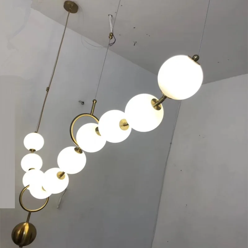 Nordic Glass Ball Chain LED Chandelier Ten Molecular bubble ball lustre Dining room Bedroom Living Room Hanging Light Fixtures