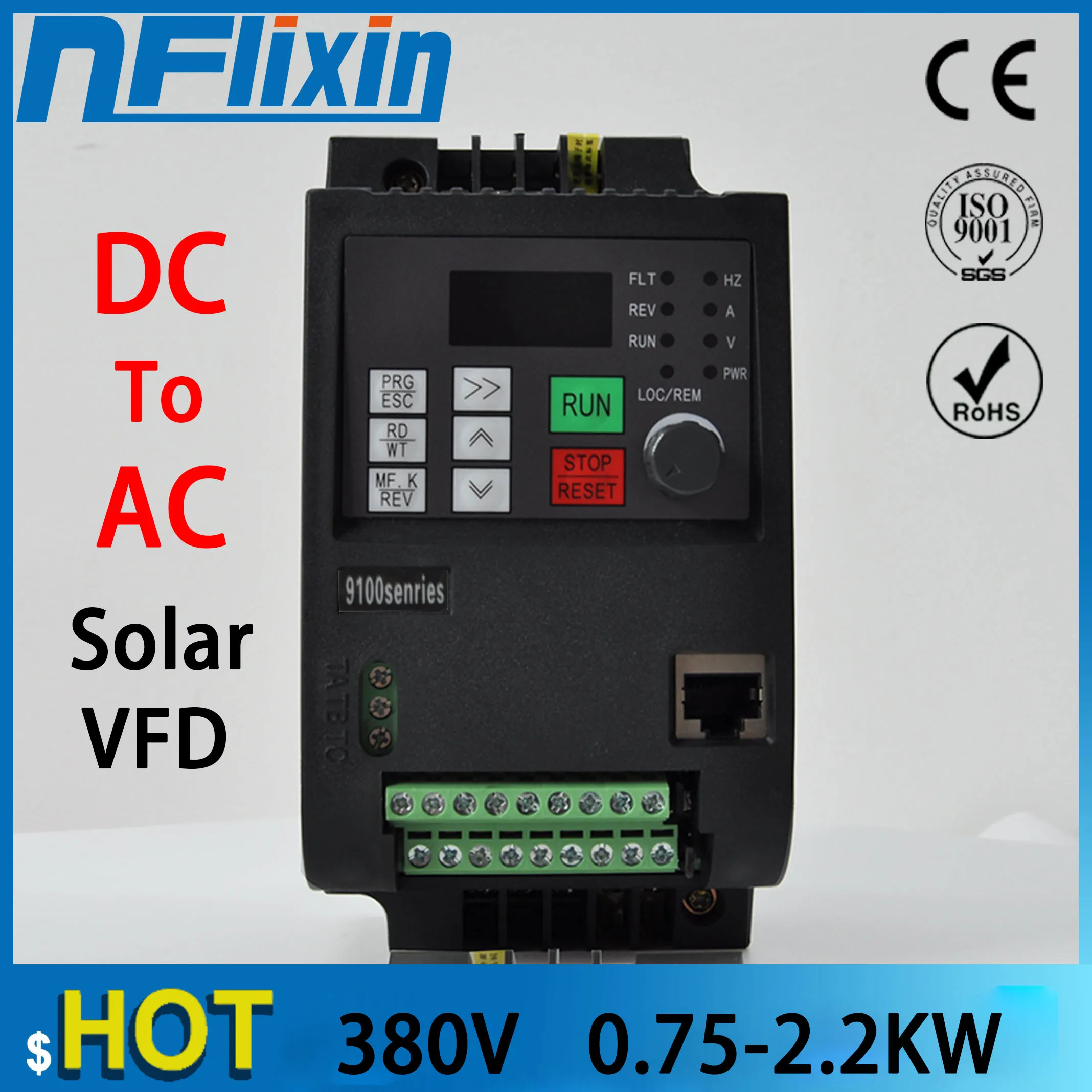 PV solar inverter DC to AC three-phase converter 220V/380v 0.75kw/1.5kw/2.2kw/4kw with MPPT Control solar pump VFD