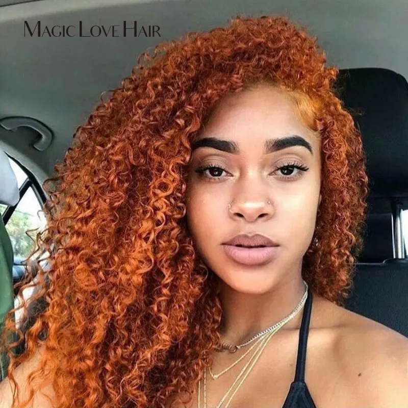 

Magic Love 360 Ginger Orange Wig 150 density Human Hair wig Free Part Lace Front Human Hair Wigs PrePlucked For Black Women Full