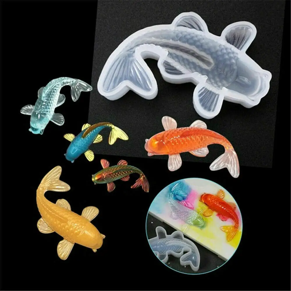 DIY Koi Fish Mold Silicone Chocolate Mold Fondant Cake Decorating Jewelry Resin Making Epoxy Casting Mould Craft Tool