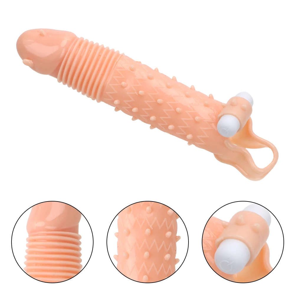 Reusable Cock Sleeve Penis Enlargement Condoms Sex Toys For Men Gay Extender Vibrating Delayed Ejaculation Adults Products 18+