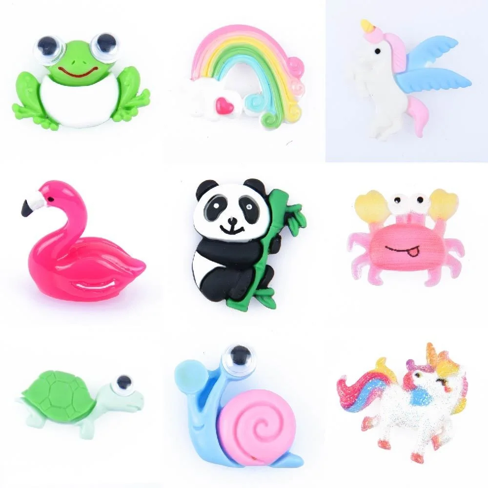 

Cartoon DIY Panda Bear Shoe Charms Lovely Animal Shoes Decorations Transparent Diamond Cute Resin Fish Frog Unicorn Clog Charms