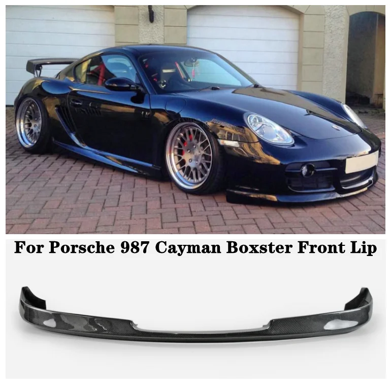 Real Carbon Fiber Bumper Front Lip Spoiler Auto Car Diffuser Fits For Porsche 987 Cayman Boxster Front Lip 2004-2008