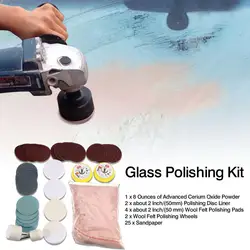 Glass Polishing Kit Scratch Removal Set Polishing Powder For Repairing Windscreen Cleaning Scratch Removal Auto Tool Pad Durable