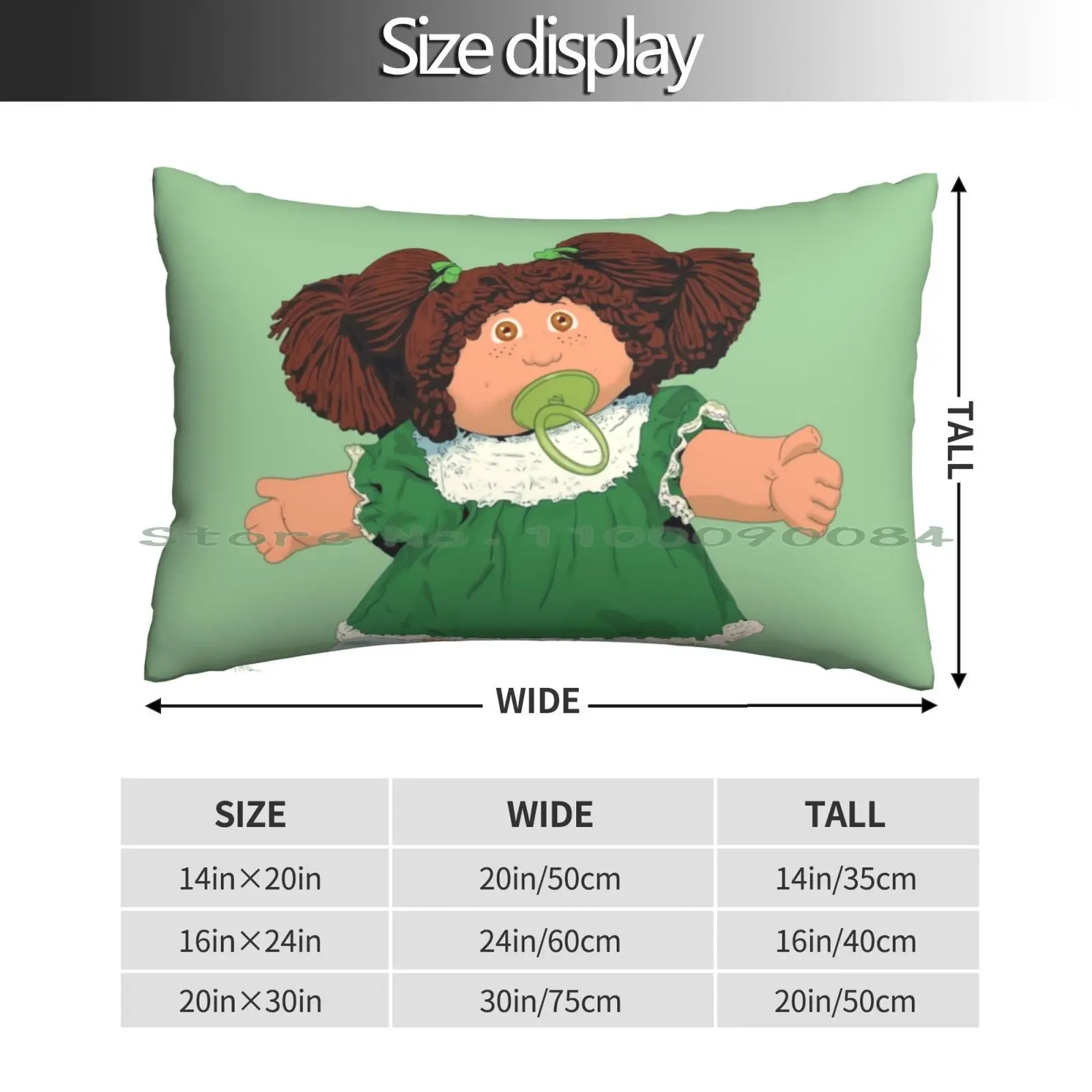 Patch Kids Doll Brown Hair Pillow Case 20x30 50*75 Sofa Bedroom Brown Hair Patch Kids Dolls Vintage Doll Vintage Toys Vintage