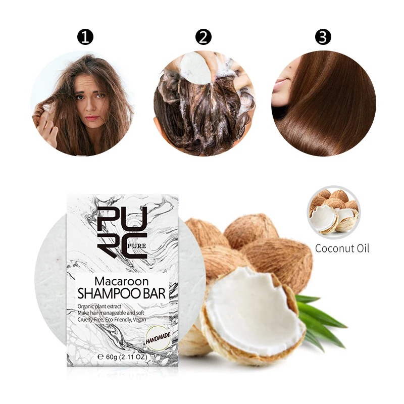 PURC-champú de macarrón para el cabello, jabón para el cabello suave y manejable, extracto orgánico de plantas, 11,11