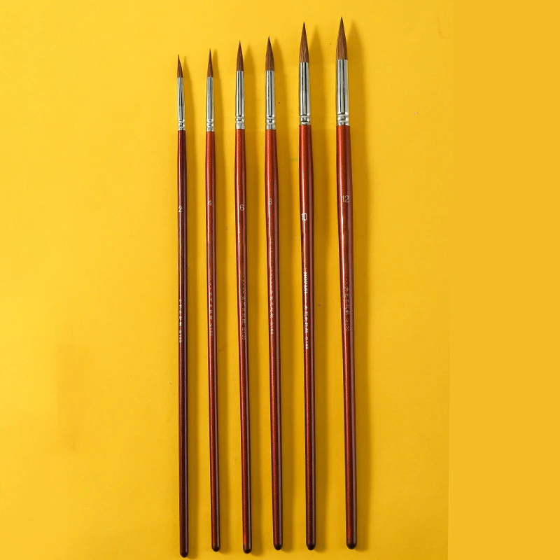 Fotografia 7: Conjunto de canetas aquarela com gancho de cabelo, 6 peças, caneta guache de cabeça redonda, óleo digital, meticuloso, pintado à mão, linha de pintura, teste de arte