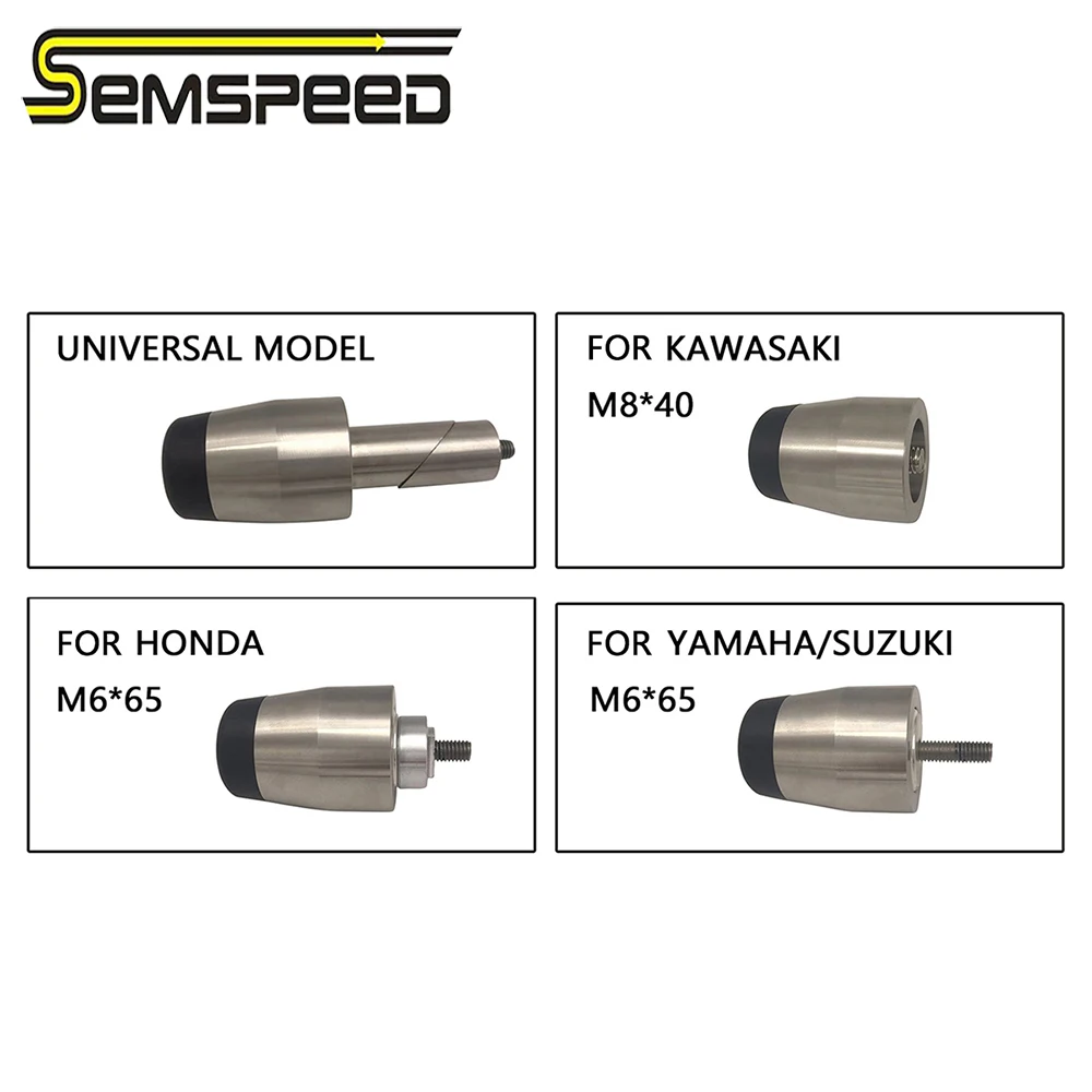 SEMSPEED Stainless Steel Motorcycle Overweight Handlebar Hand Grips Bar End Caps for KAWASAKI Z750 2007-2012 2011 2010 2009 2008