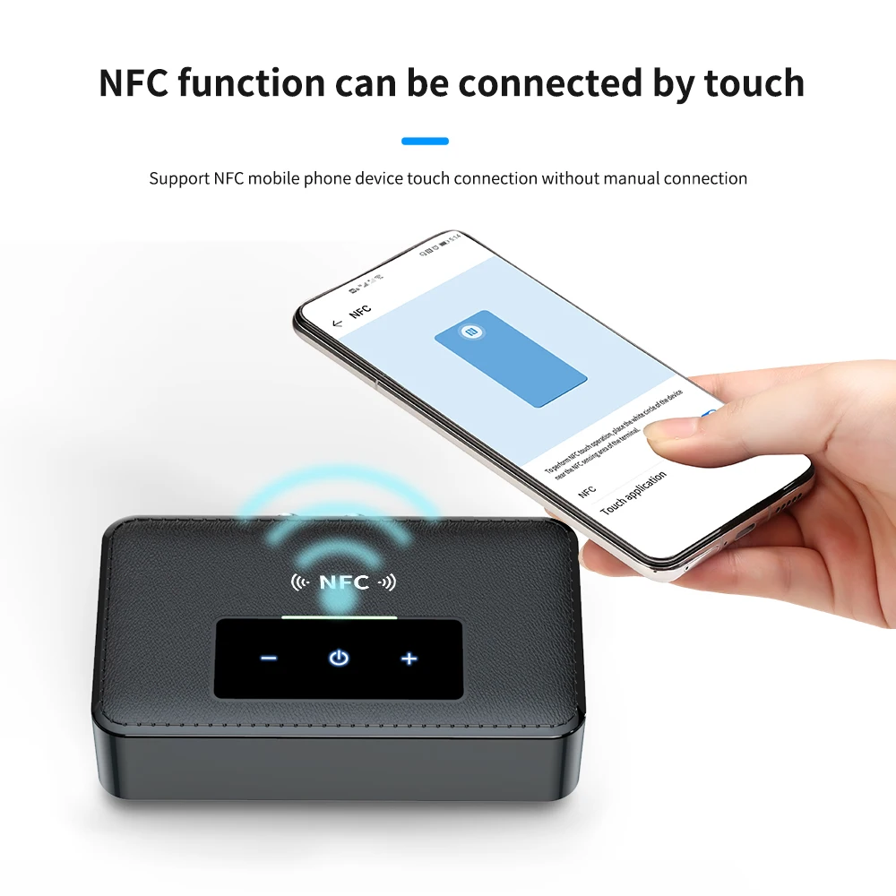 

NFC Audio Adapter Bluetooth-compatible 5.0 Transmitter Receiver - Touch Screen HiFi Wireless Receiver for Home Stereo PC Car