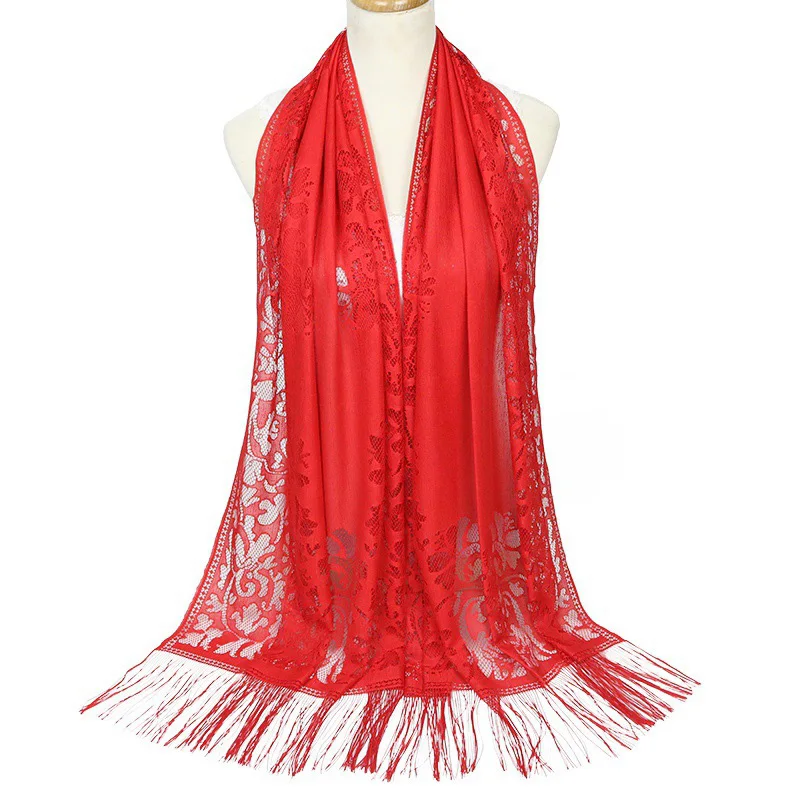 180*90cm 2023 New Hollow Tassel Scarf Shawl From Indian Bandana Lace carves and Wraps Foulards Sjaal Muslim Hijab