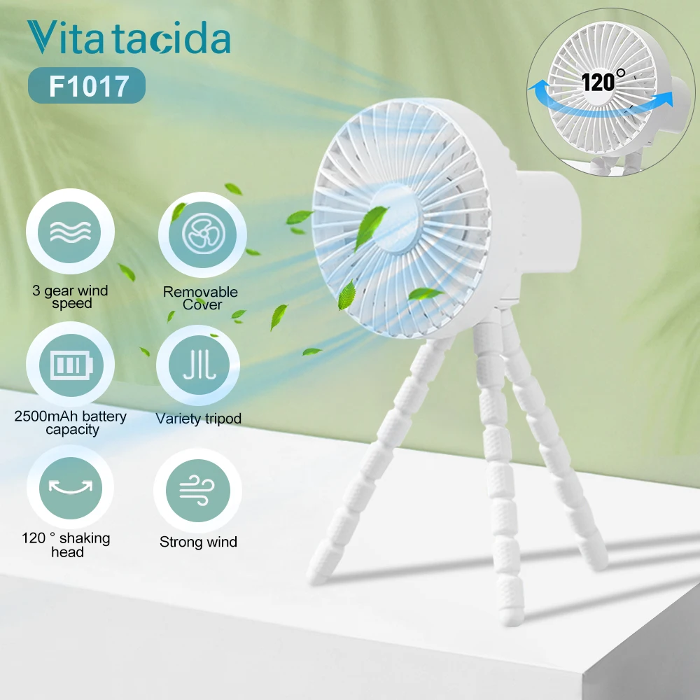 New Tripod Mini Electric Fan Wireless Octopus Shape for Baby Stroller Bed USB Handheld Silent Battery Fan Rechargeable with Clip