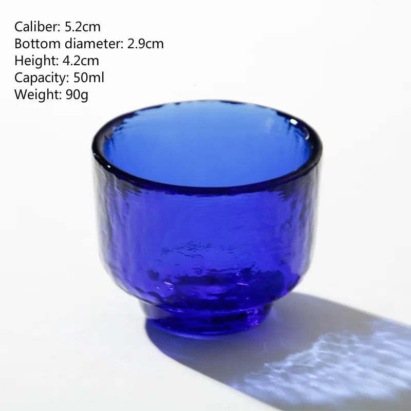 New Style Blue 1 Pot 4 Glass Cup Wine Set Hammer Mesh Pattern Sapphire Blue Glass Hip Flask Bar Set Wine Bottle Wine Decanter