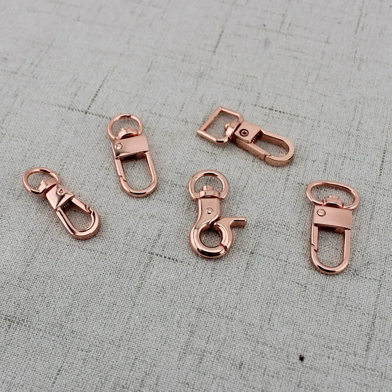 4-30pcs Rose gold Swivel Lobster clips carabines snap hook metal zinc hardware handbag weekend bags hanger