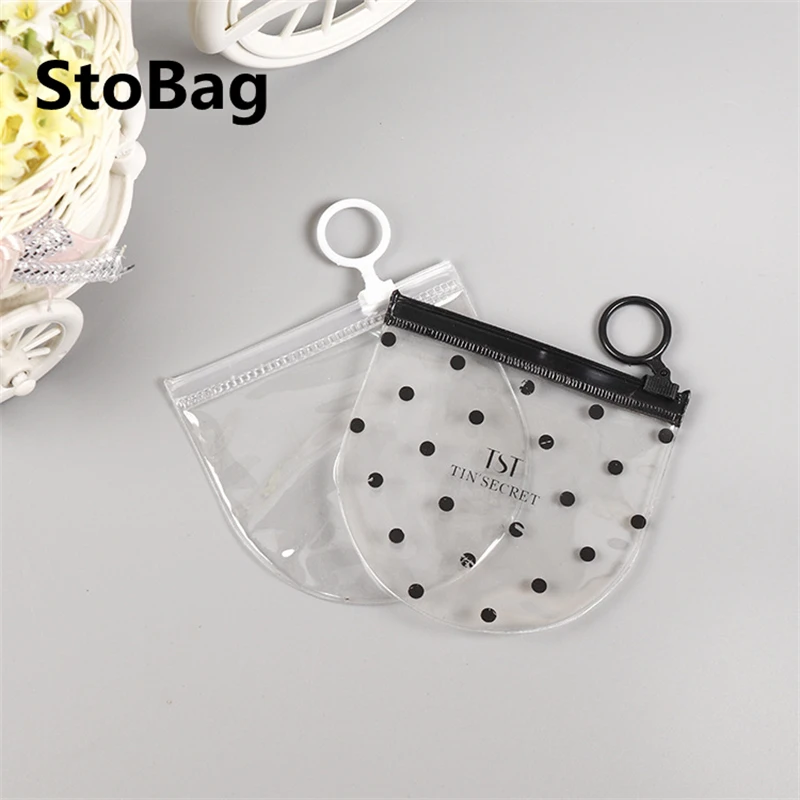 StoBag 10pcs Ring Zipper Ziplock Bag Custom Clear Plastic PVC Packaging Bag For Jewelry/Cosmetic Storage Transparent Waterproof