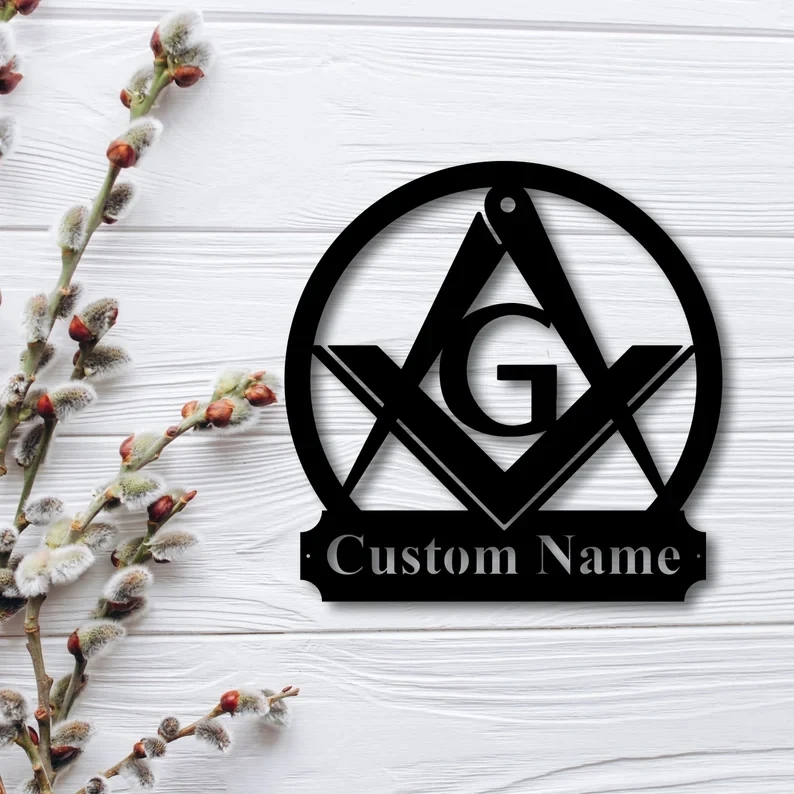 Masonic Freemasonry Monogram Wooded Wall Sign,Masonic Acrylic Wall Art-,Farmhouse Decor,Office Wall Art,Housewarming Wood Sign