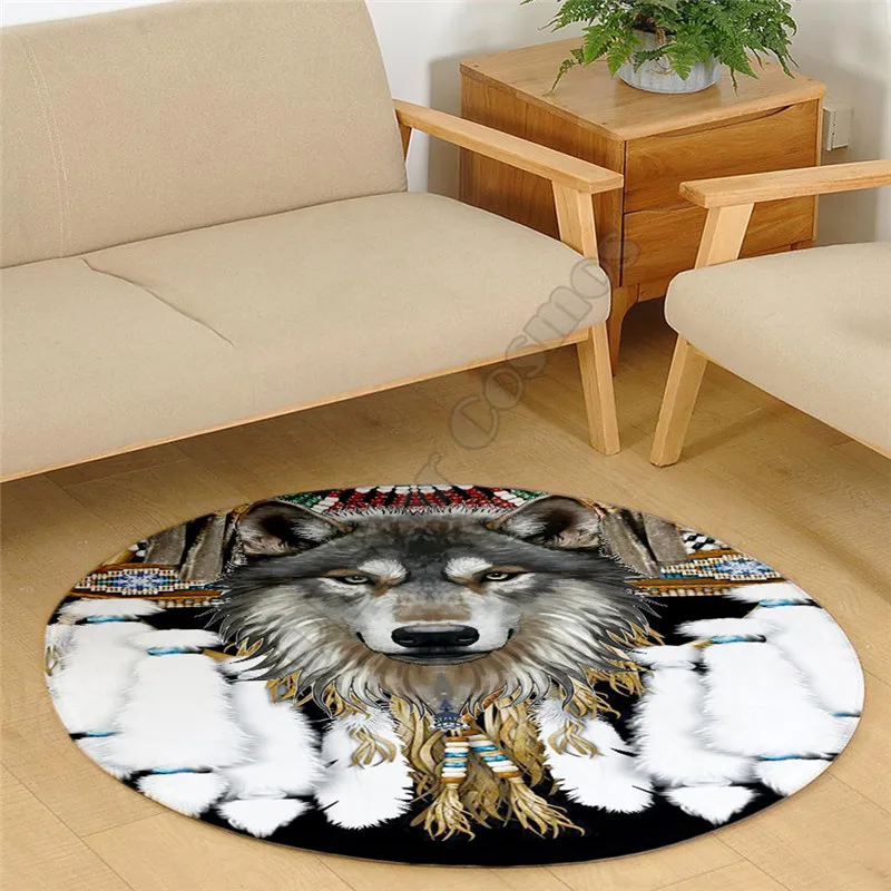 

Beautiful Wolf Carpet Square Anti-Skid Area Floor Mat 3D Rug Non-slip Mat Dining Room Living Room Soft Bedroom Carpet