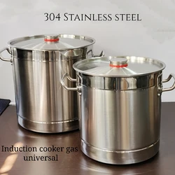 Stainless Steel Soup Bucket Soup Pot Induction Cooker Steamer Pot Kitchen Commercial Restaurant Large Barrel Boilers Stewpot