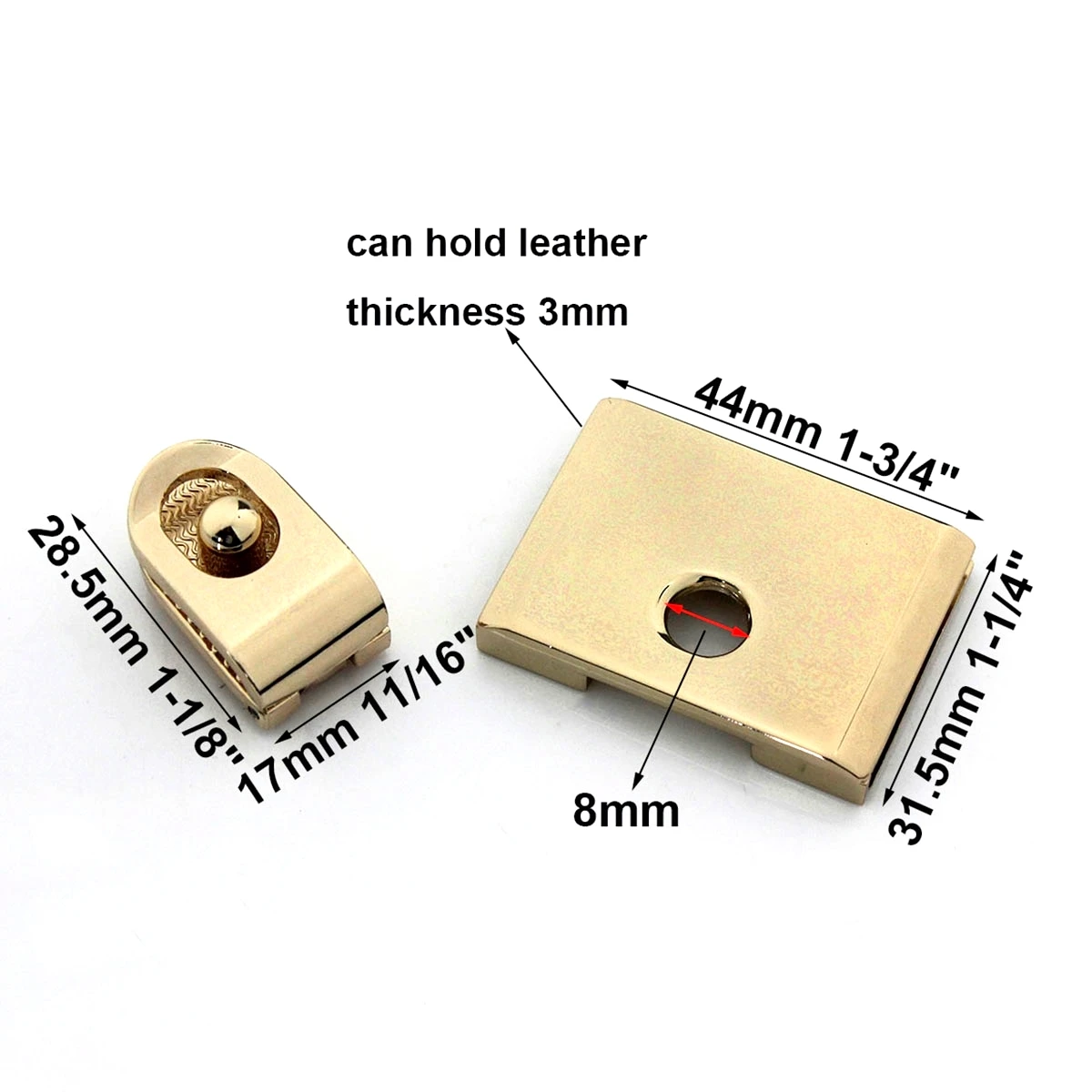 1x Metal Rectangle Push Lock Turn Lock Bag Briefcase Spring Lock Snap Decorative Clasps Closure Leather Craft Hardware Accessory