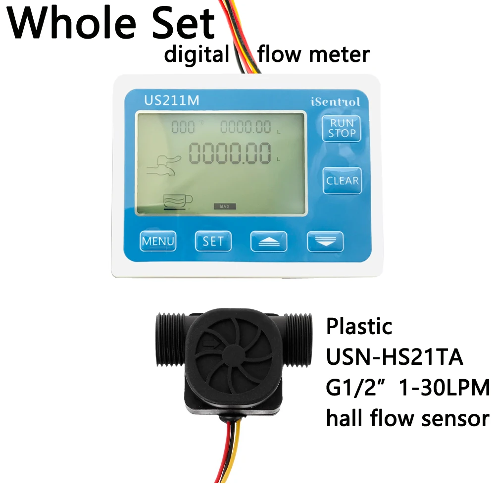 ISentrol-medidor de flujo Digital, medidor de flujo con Sensor de agua de nailon, USN-HS21TA G1/2"